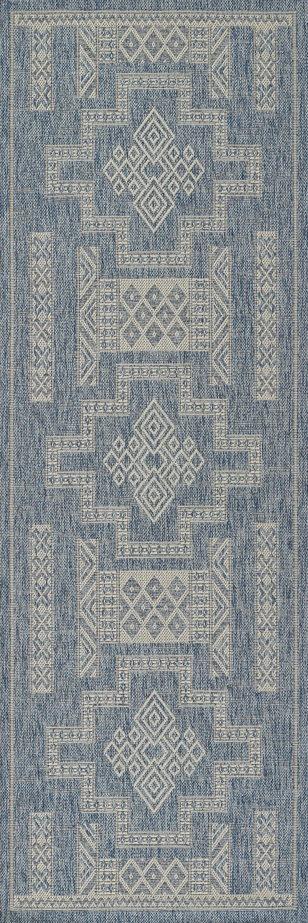 Momeni Hampton HAM10 Machine Made Transitional Geometric Indoor/Outdoor Area Rug Blue 9' x 12' HAMPOHAM10BLU90C0