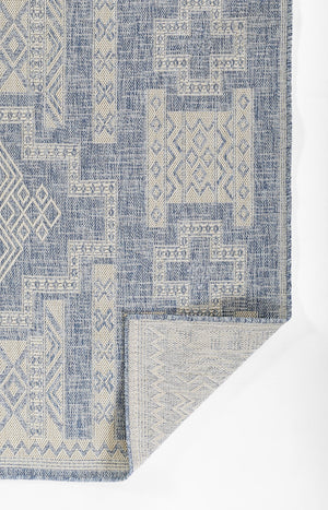Momeni Hampton HAM10 Machine Made Transitional Geometric Indoor/Outdoor Area Rug Blue 9' x 12' HAMPOHAM10BLU90C0