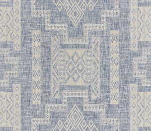 Momeni Hampton HAM10 Machine Made Transitional Geometric Indoor/Outdoor Area Rug Blue 9' x 12' HAMPOHAM10BLU90C0