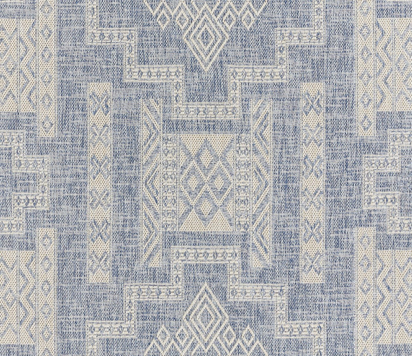 Momeni Hampton HAM10 Machine Made Transitional Geometric Indoor/Outdoor Area Rug Blue 9' x 12' HAMPOHAM10BLU90C0