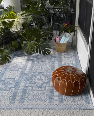 Momeni Hampton HAM10 Machine Made Transitional Geometric Indoor/Outdoor Area Rug Blue 9' x 12' HAMPOHAM10BLU90C0