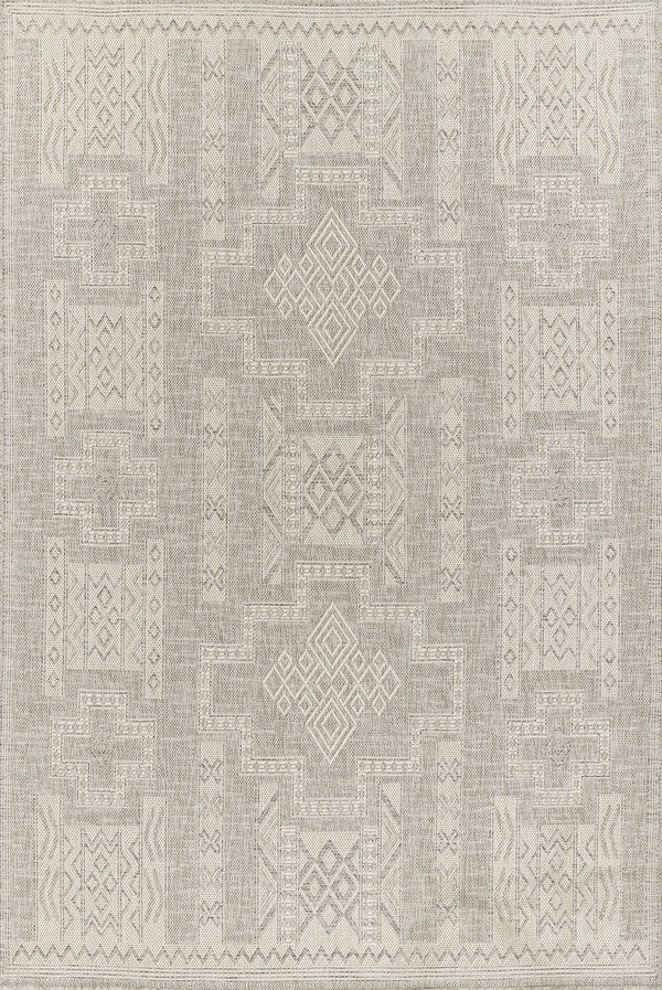 Momeni Hampton HAM10 Machine Made Transitional Geometric Indoor/Outdoor Area Rug Grey 9' x 12' HAMPOHAM10GRY90C0