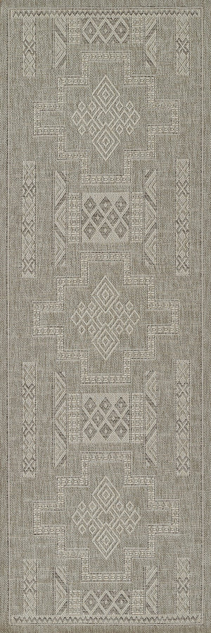 Momeni Hampton HAM10 Machine Made Transitional Geometric Indoor/Outdoor Area Rug Grey 9' x 12' HAMPOHAM10GRY90C0