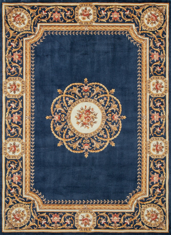 Momeni Harmony India HAI12 Hand Tufted Transitional Floral Indoor Area Rug Blue 8' x 11' HARM2HAI12BLU80B0