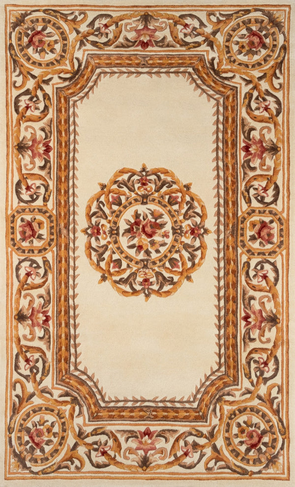Momeni Harmony India HAI12 Hand Tufted Transitional Floral Indoor Area Rug Ivory 8' x 11' HARM2HAI12IVY80B0