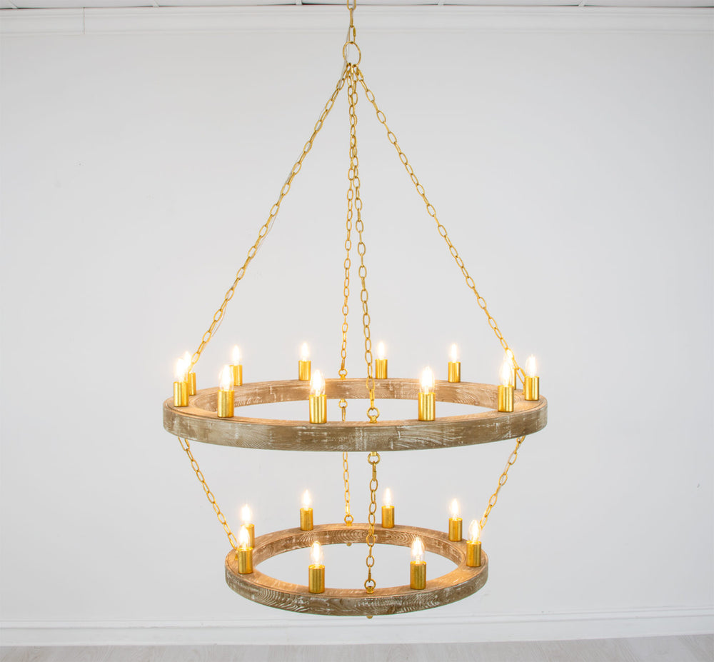 Zeugma HD123 Natural Oak & Gold Chandelier
