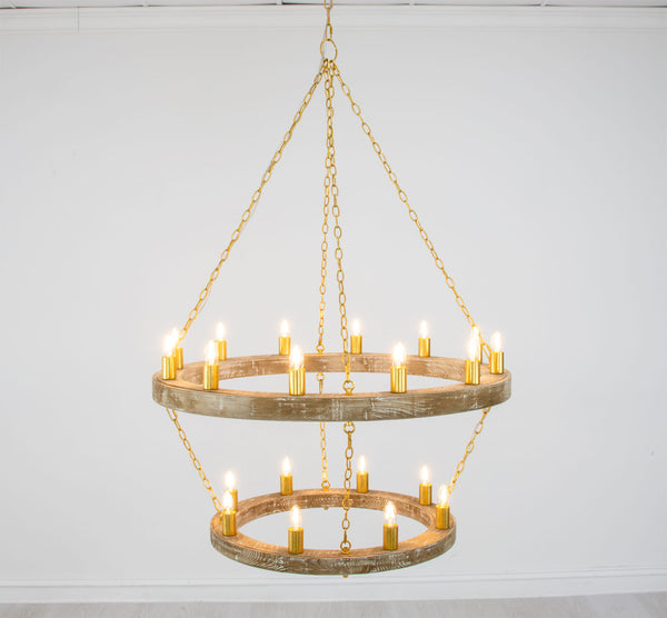 Zeugma HD123 Natural Oak & Gold Chandelier
