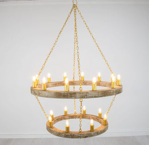 Zeugma HD123 Natural Oak & Gold Chandelier