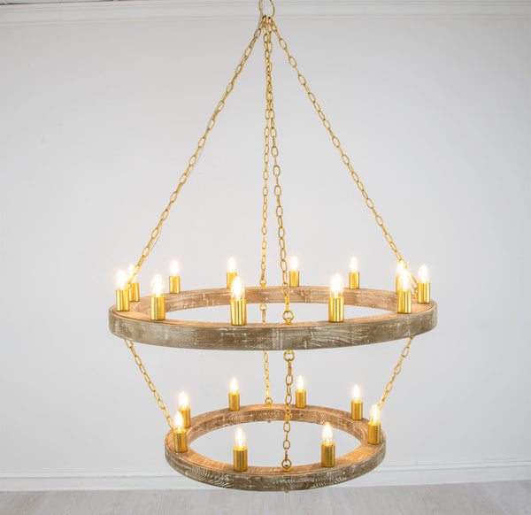 Zeugma HD123 Natural Oak & Gold Chandelier