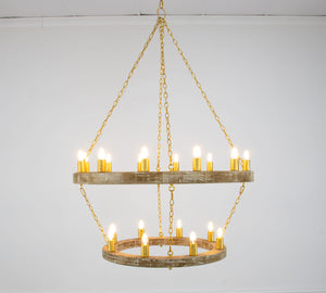 Zeugma HD123 Natural Oak & Gold Chandelier