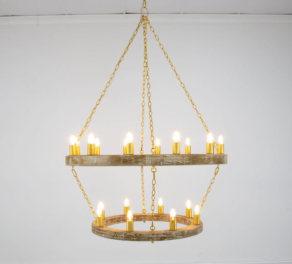 Zeugma HD123 Natural Oak & Gold Chandelier