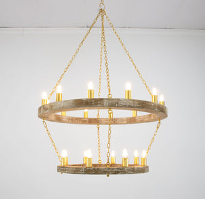 Zeugma HD123 Natural Oak & Gold Chandelier