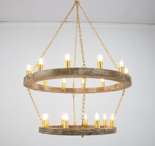 Zeugma HD123 Natural Oak & Gold Chandelier