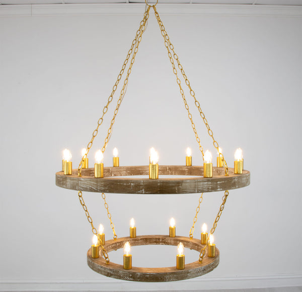 Zeugma HD123 Natural Oak & Gold Chandelier