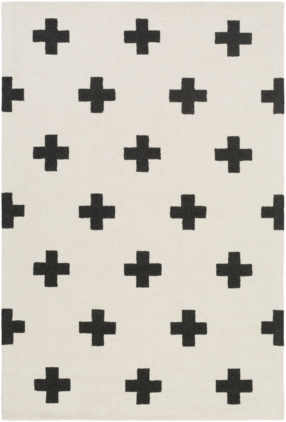 Hilda HDA-2390 Modern Wool Rug HDA2390-7696 Cream, Black 100% Wool 7'6" x 9'6"