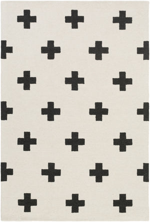 Hilda HDA-2390 Modern Wool Rug HDA2390-7696 Cream, Black 100% Wool 7'6" x 9'6"