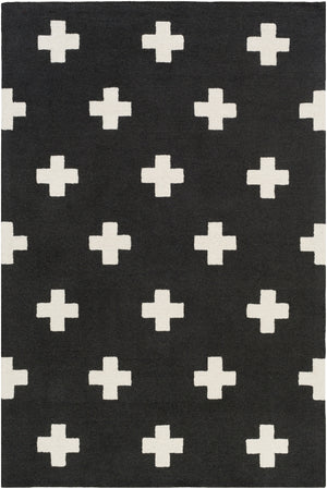 Hilda HDA-2391 Modern Wool Rug HDA2391-7696 Black, White 100% Wool 7'6" x 9'6"