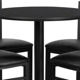 English Elm EE2402 Traditional Commercial Grade Laminate Restaurant Bar Table and Stool Set Black Top/Black Vinyl Seat EEV-15814
