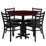 English Elm EE2413 Traditional Commercial Grade Laminate Restaurant Table and Chair Set Mahogany Top/Black Vinyl Seat EEV-15845