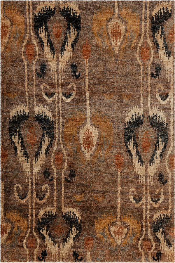 Chandra Rugs Hetty 100% Jute Hand Knotted Contemporary Rug Brown/Black/Gold/Orange 9' x 13'