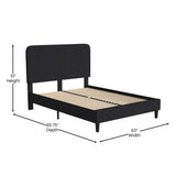 English Elm EE1994 Modern Upholstered Platform Bed Charcoal EEV-14446