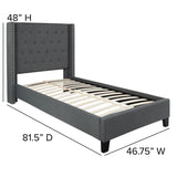 English Elm EE1990 Transitional Upholstered Platform Bed Dark Gray EEV-14390