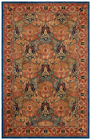 Heritage 277 Traditional Hand Tufted 100% Fine Indian Wool Pile Rug Blue / Red