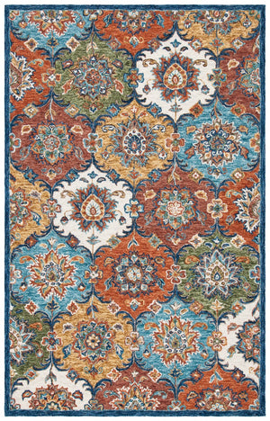 Heritage 351 Traditional Hand Tufted 100% Wool Pile Rug Blue / Rust
