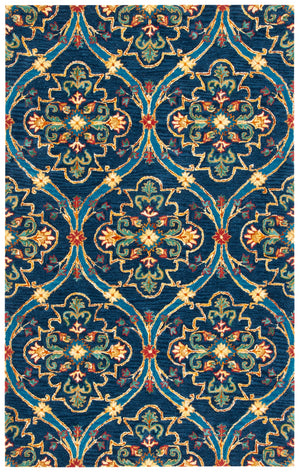 Heritage 475 Hand Tufted 80% Wool, 20% Cotton  Rug Navy / Yellow 80% Wool, 20% Cotton HG475N-5