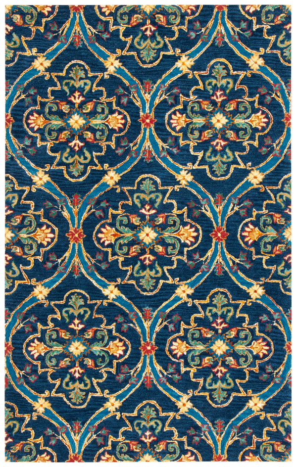 Heritage 475 Hand Tufted 80% Wool, 20% Cotton  Rug Navy / Yellow 80% Wool, 20% Cotton HG475N-5