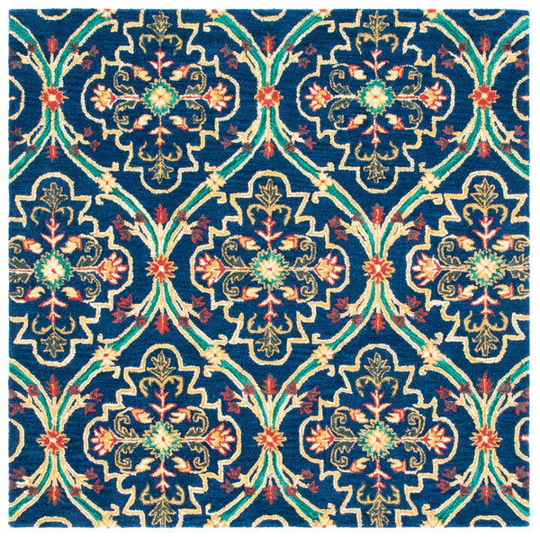 Heritage 475 Hand Tufted 80% Wool, 20% Cotton  Rug Navy / Yellow 80% Wool, 20% Cotton HG475N-6SQ