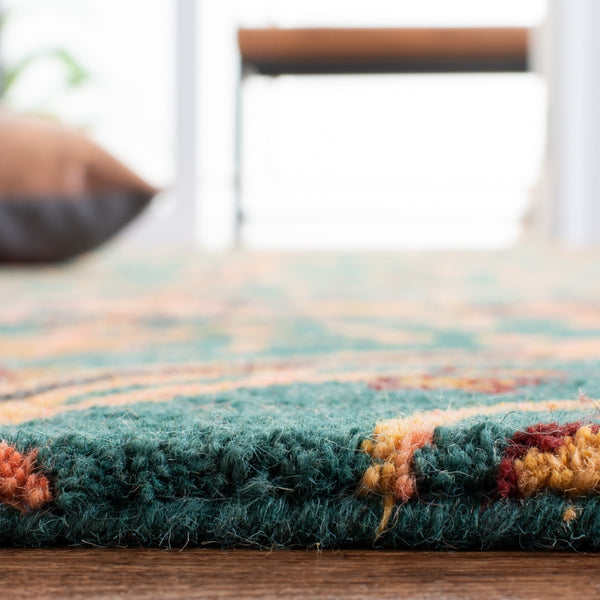 Heritage 475 Hand Tufted 80% Wool, 20% Cotton  Rug Green / Orange 80% Wool, 20% Cotton HG475Y-5