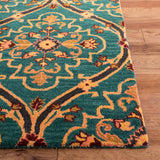 Heritage 475 Hand Tufted 80% Wool, 20% Cotton  Rug Green / Orange 80% Wool, 20% Cotton HG475Y-5