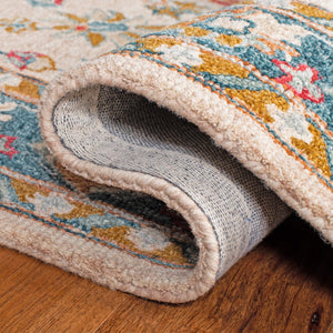 Heritage 565 Country & Floral Hand Tufted 80% Wool, 20% Cotton Rug Beige / Teal