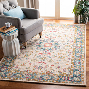 Heritage 565 Country & Floral Hand Tufted 80% Wool, 20% Cotton Rug Beige / Teal
