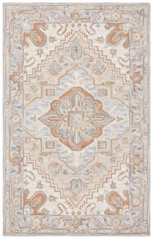 Heritage 920 Traditional Hand Loomed 100% Wool Pile Rug Beige / Grey