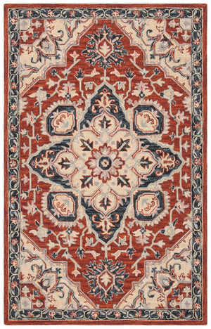 Heritage 922 Traditional Hand Tufted 80% Wool, 20% Cotton Rug Red / Black