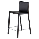 Bridget Black Leather Counter Stool