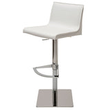 Colter White Leather Adjustable Stool
