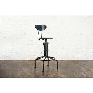 V19C-B Burnt Brown Wood Adjustable Stool
