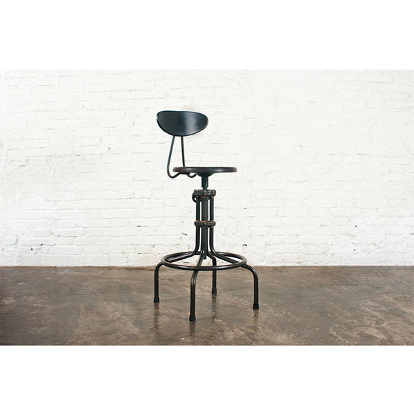 V19C-B Burnt Brown Wood Adjustable Stool