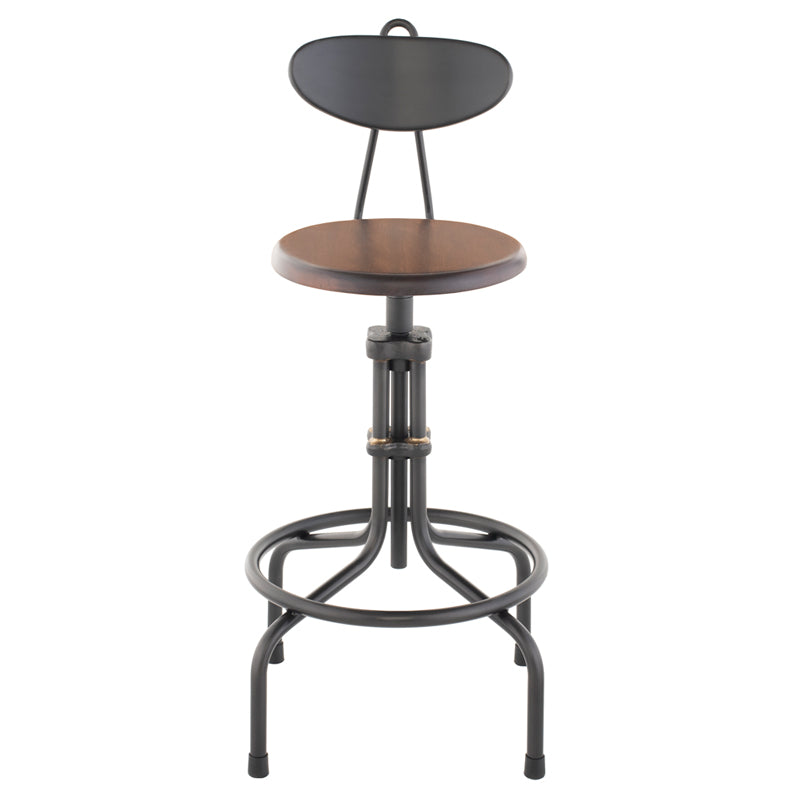 V19C-B Burnt Brown Wood Adjustable Stool