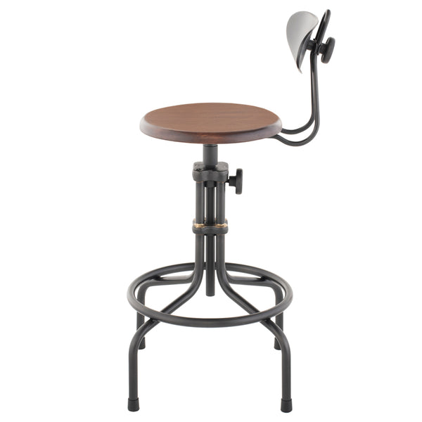 V19C-B Burnt Brown Wood Adjustable Stool