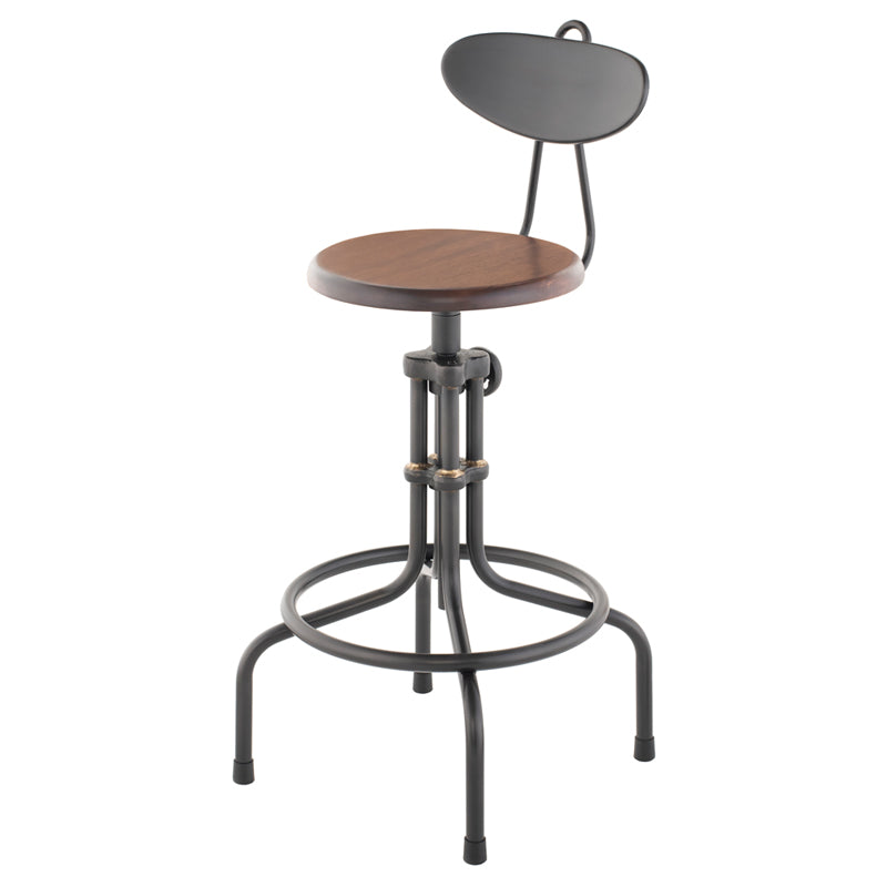 V19C-B Burnt Brown Wood Adjustable Stool