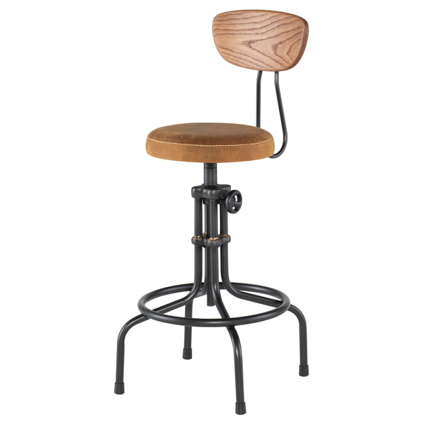 Buck Umber Tan Leather Adjustable Stool