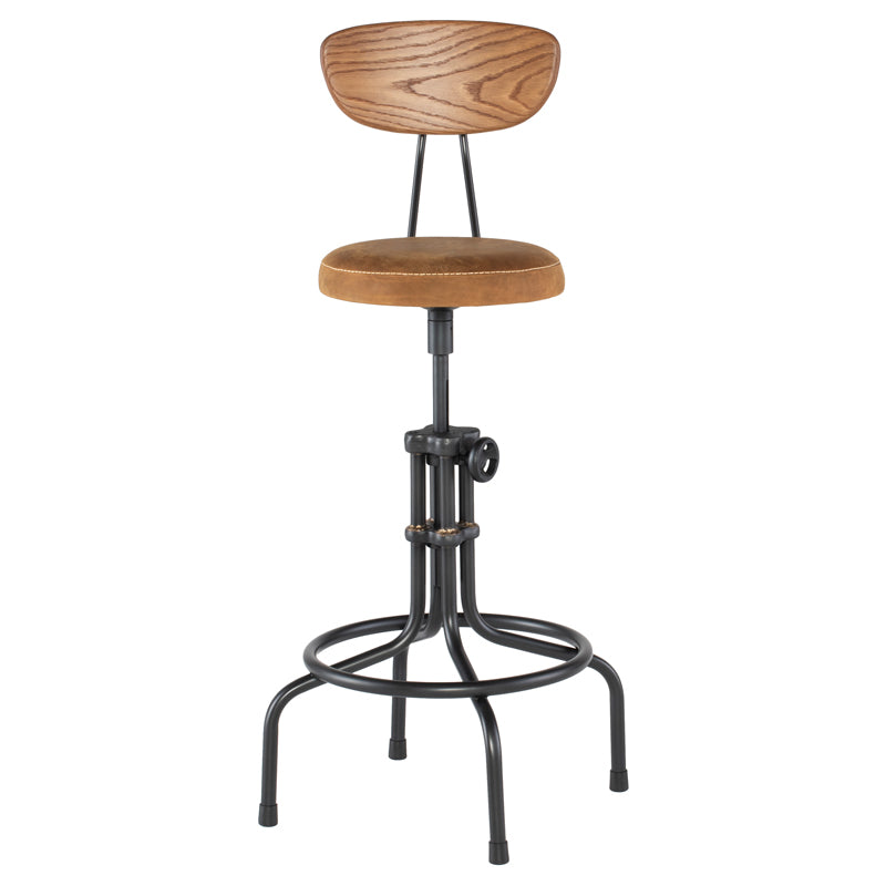 Buck Umber Tan Leather Adjustable Stool