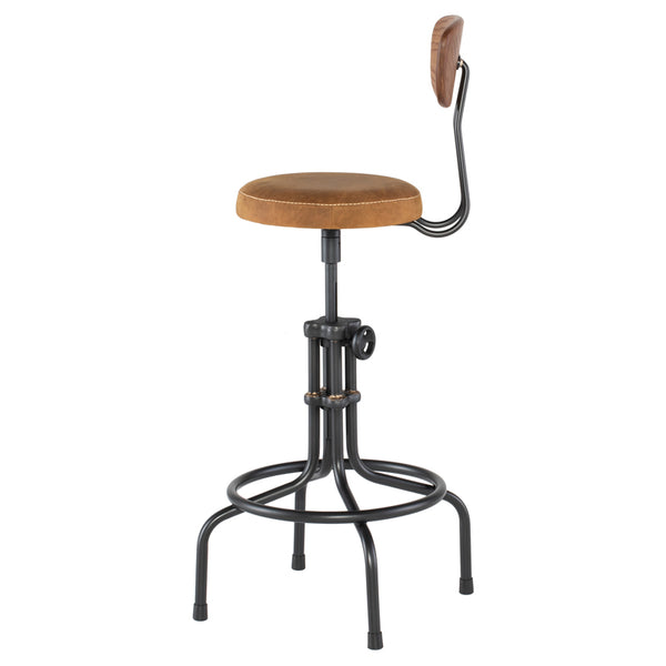 Buck Umber Tan Leather Adjustable Stool