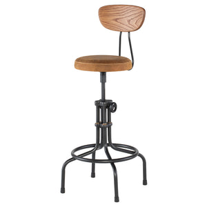 Buck Umber Tan Leather Adjustable Stool