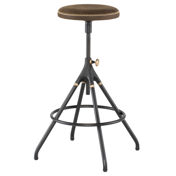 Akron Jin Green Leather Counter Stool