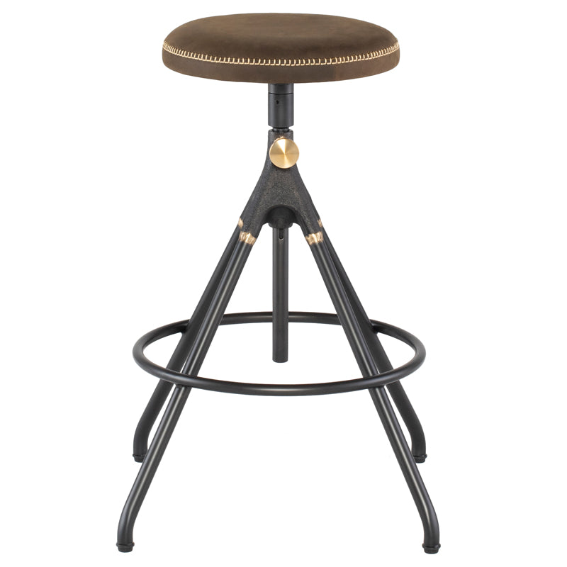 Akron Jin Green Leather Counter Stool